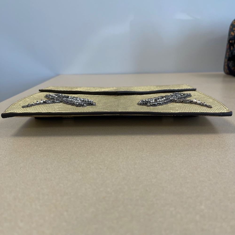 Gucci Gold Laminated Lizard Clutch w/ Crystal Dragonfly Embellishments-Preloved - Picture 6 of 16